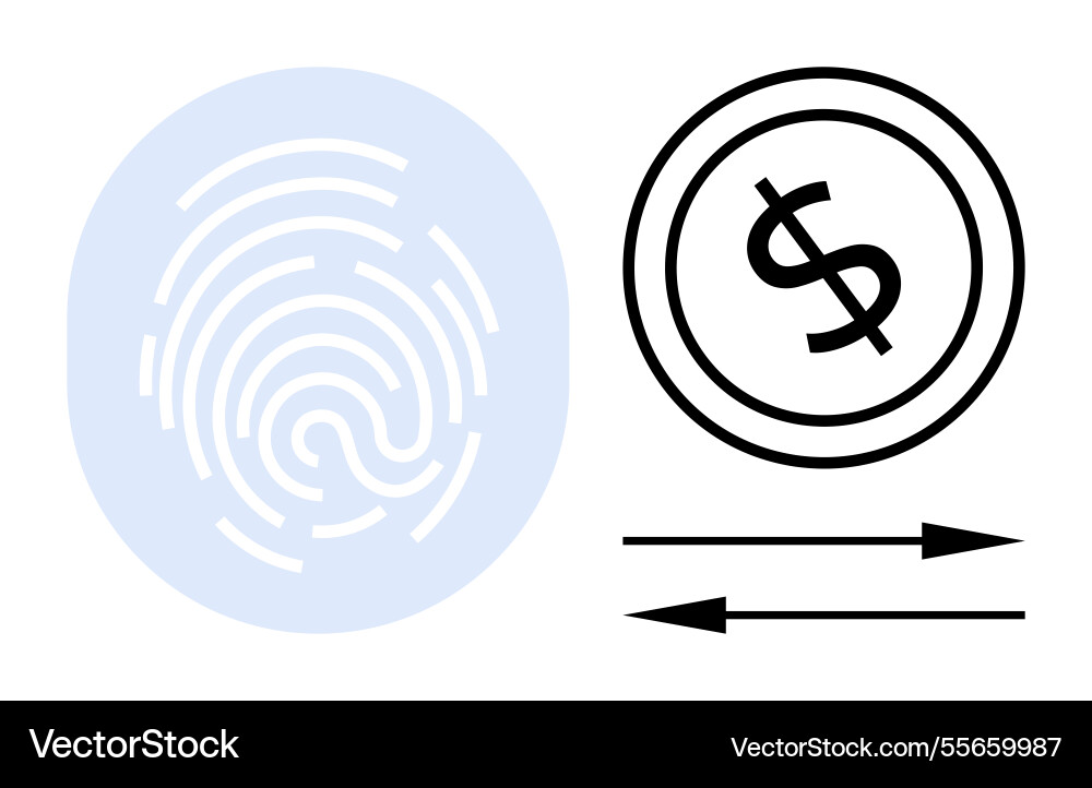 Digital fingerprint with currency and arrows Digital fingerprint with currency and arrows Vector Image
