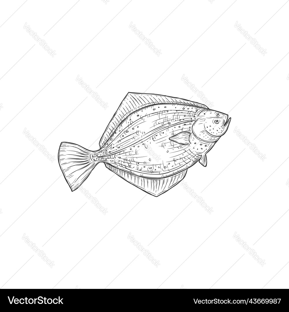 Flatfish Sketch: Gulf Flounder Vector Image