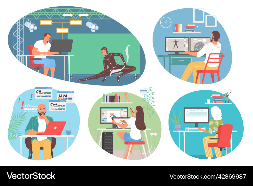 Game creation set animation or motion design Game creation set animation or motion design Vector Image