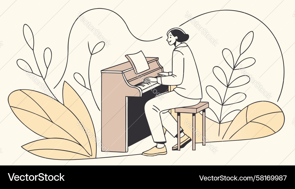 Man Playing Keyboard Instrument Vector Image