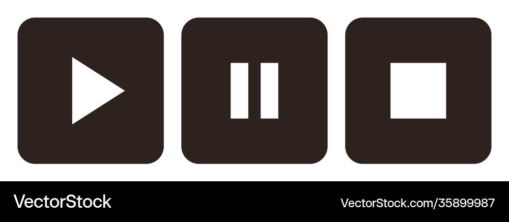 Play pause and stop button set vector image