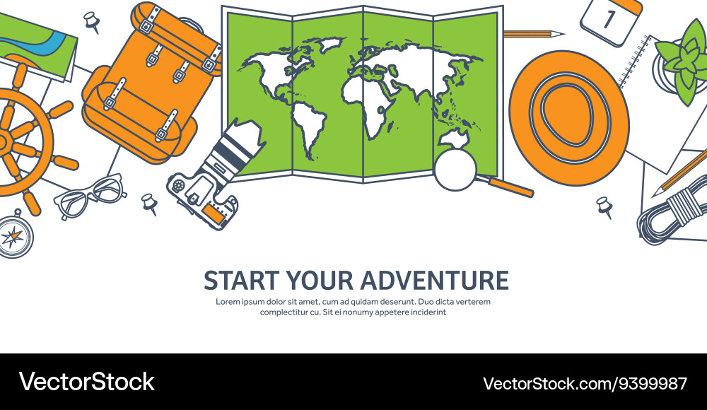 Travel and tourism flat style world earth map Vector Image