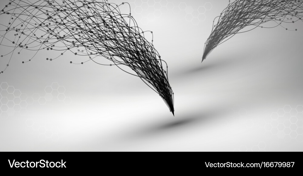 Wave swirl with connected line and dots wired Vector Image