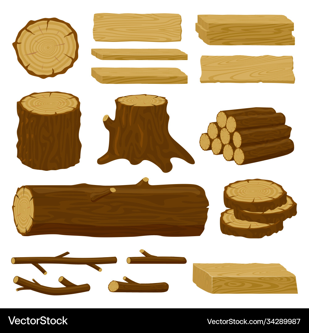 Wood trunks tree lumber logs logging twigs vector image