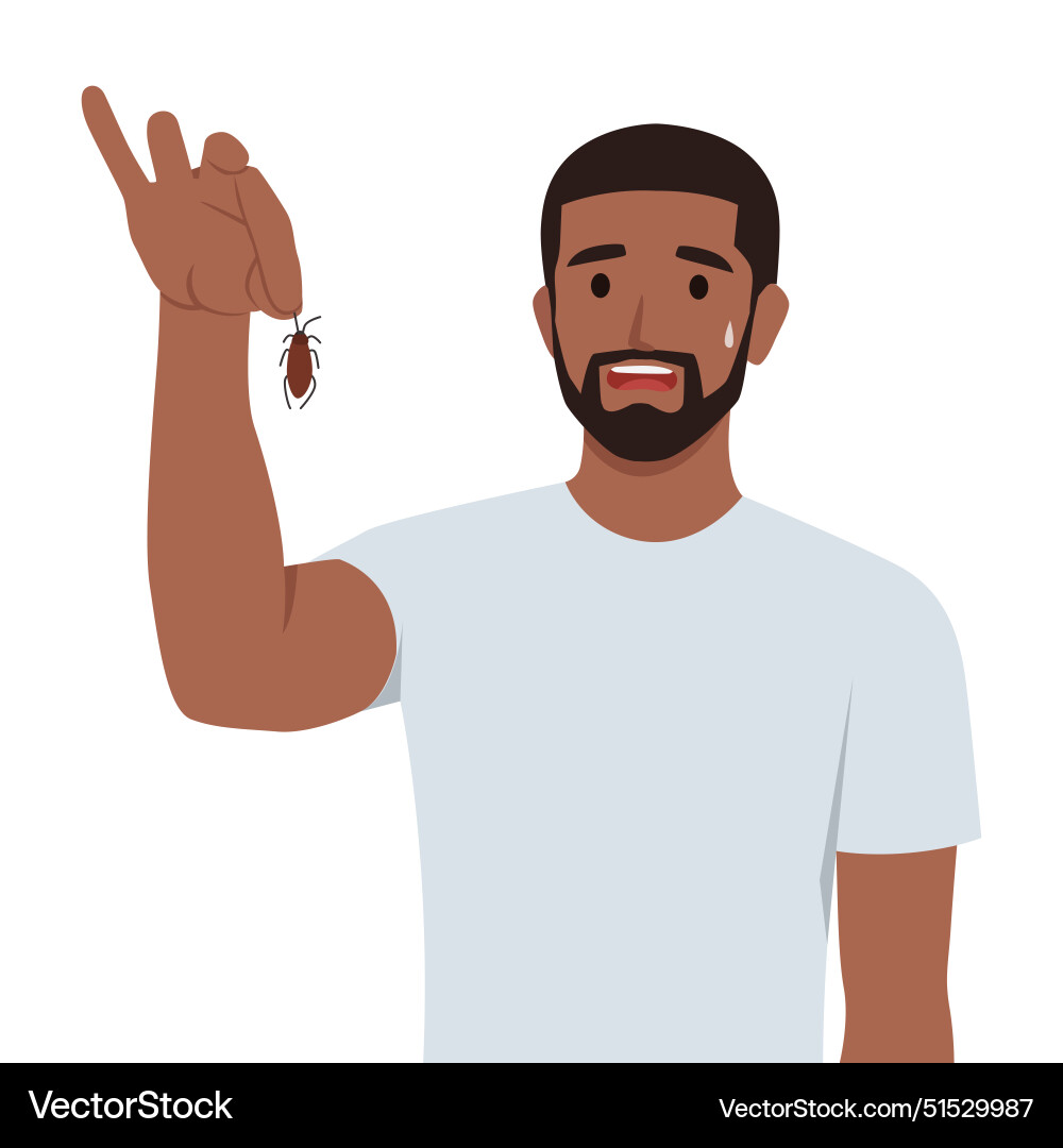 Young bearded and expressive man holding Young bearded and expressive man holding vector image