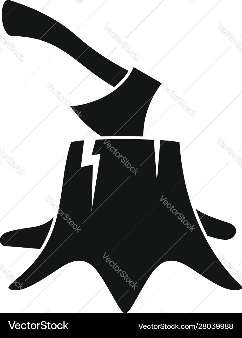 Axe on tree stump icon simple style Axe on tree stump icon simple style vector image
