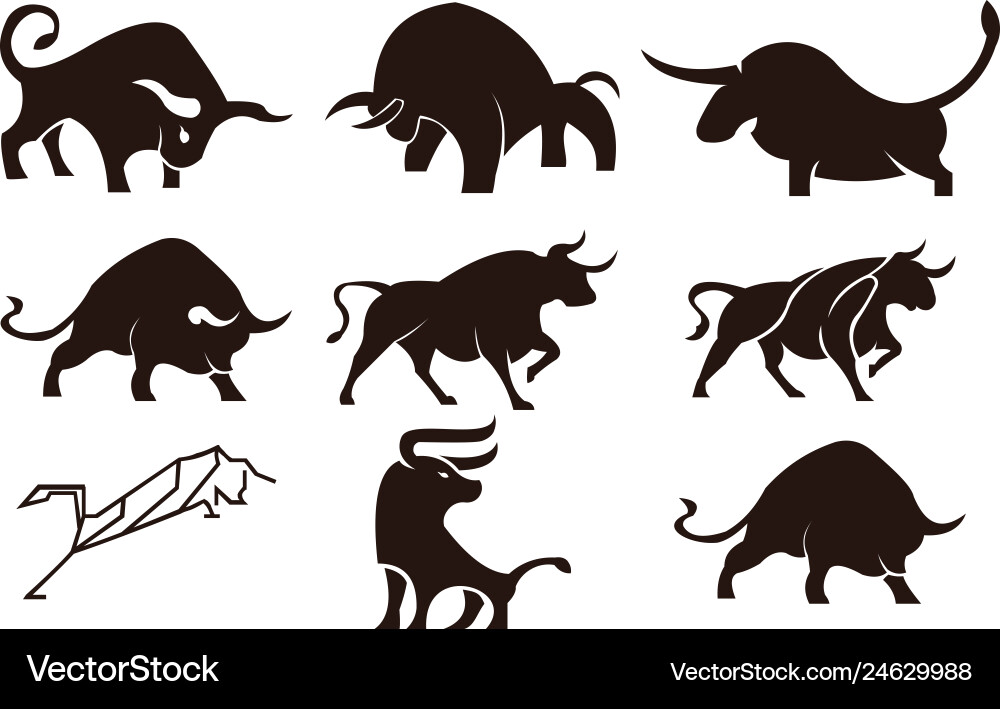 Bull horn animal silhouette farm icon Vector Image