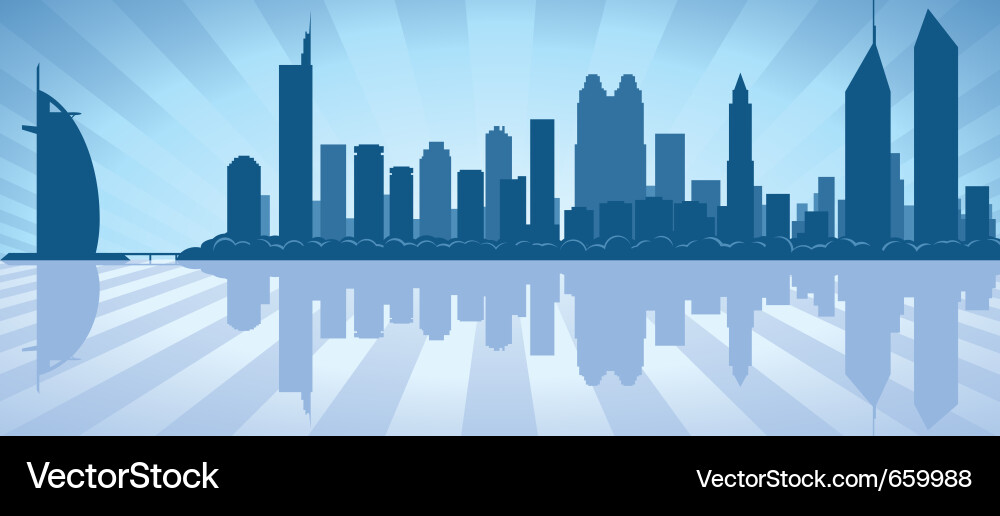 Dubai Skyline Reflection Vector Image