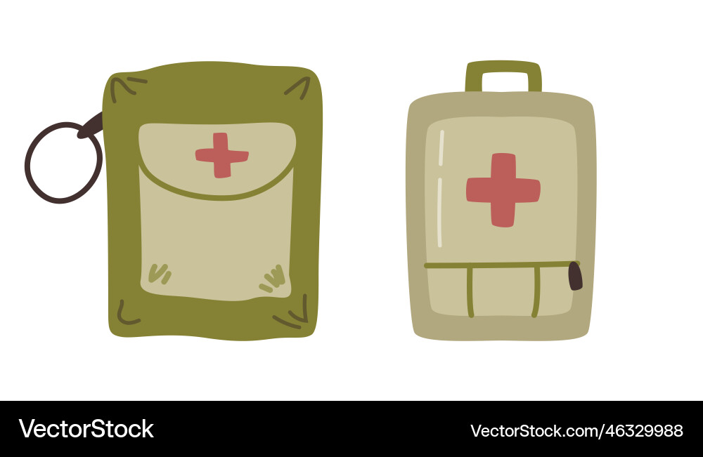 Militärausrüstung Medizin Kit Militärausrüstung Medizin Kit vektorbild