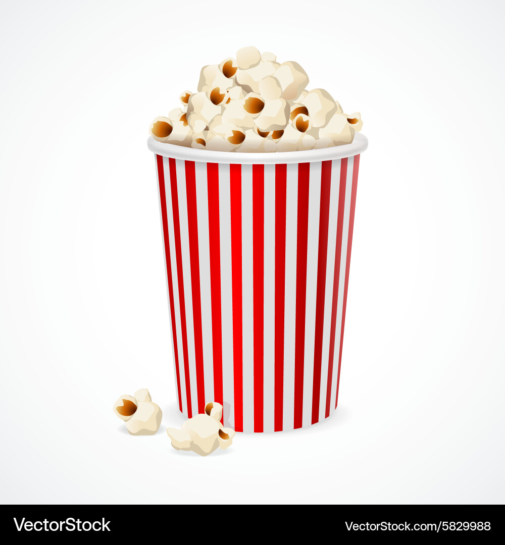 Red and White Popcorn Box Vector Image