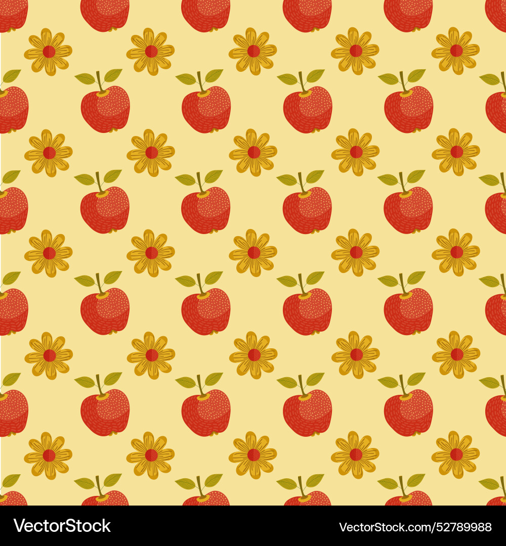 Seamless pattern with textured red apples Seamless pattern with textured red apples vector image