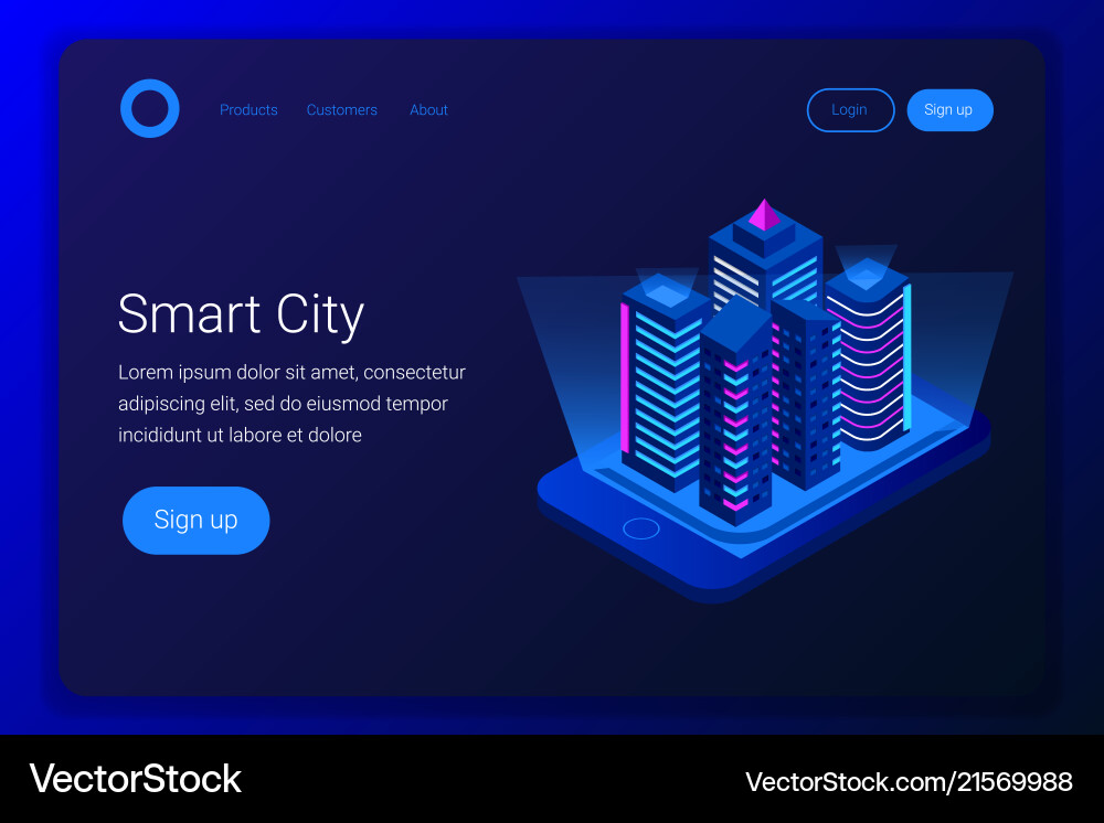 Smart city isometric concept Vector Image