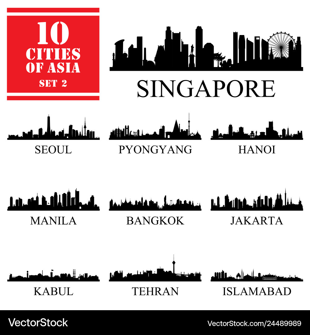 Asian City Skyline Collection Vector Image