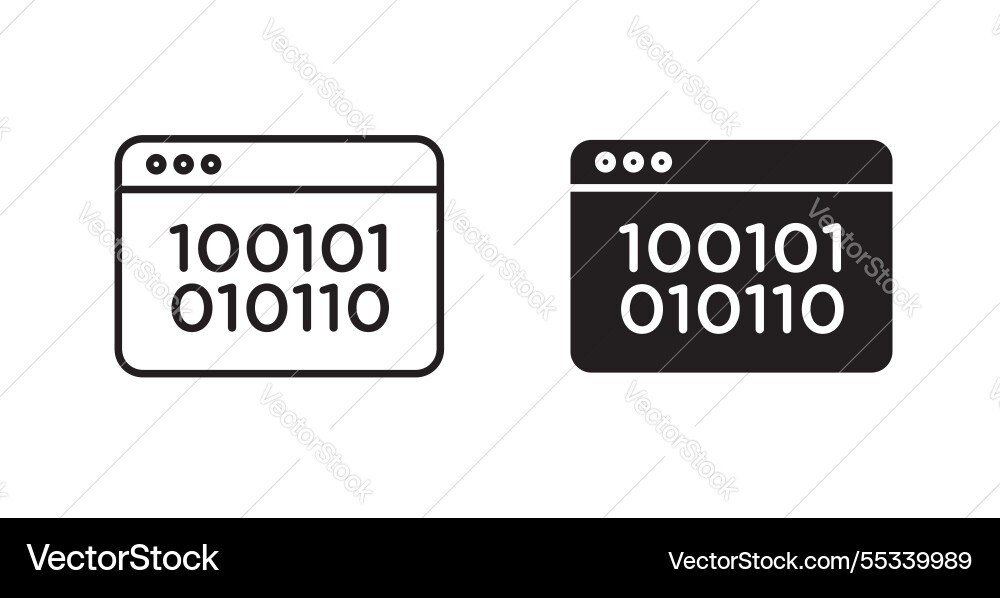 Binary code filled and outlined icons on white Binary code filled and outlined icons on white vector image