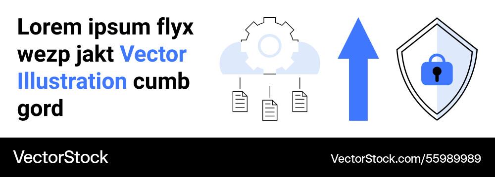 Cloud data upload with security lock shield Cloud data upload with security lock shield vector image