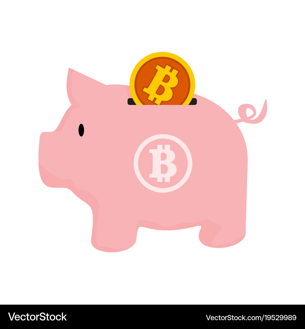Cute bitcoin piggy bank graphic – Royalty-Free Vector | VectorStock