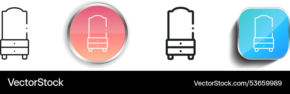 Dresser icon thin linear regular and button style Dresser icon thin linear regular and button style Vector Image