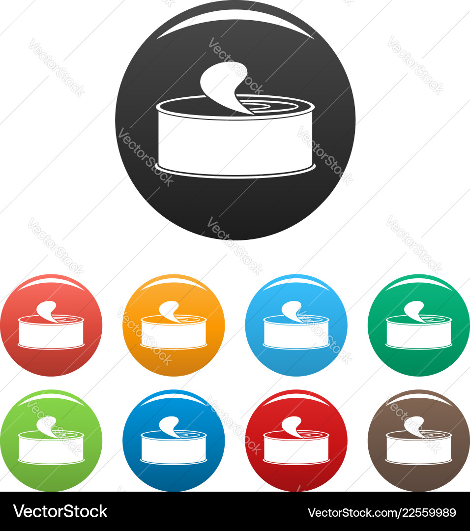 Open tin can icons set color Open tin can icons set color vector image