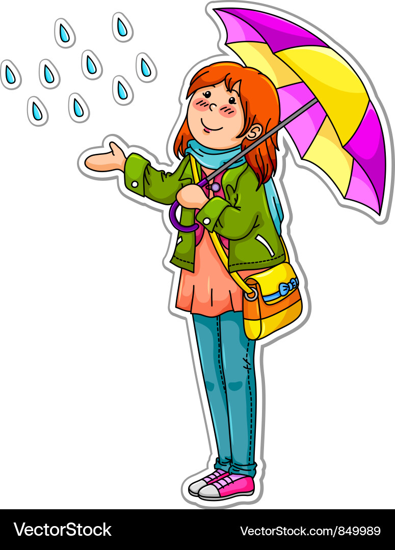Rainy Day Girl with Umbrella vector image
