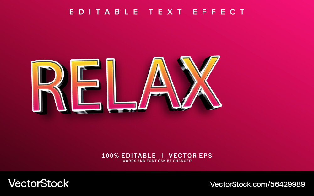 Relax 3d text effect with modern style design Relax 3d text effect with modern style design vector image