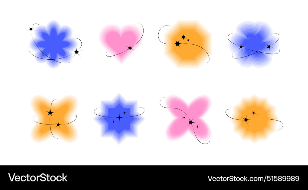 Set blur gradient elements with stroke black Set blur gradient elements with stroke black vector image