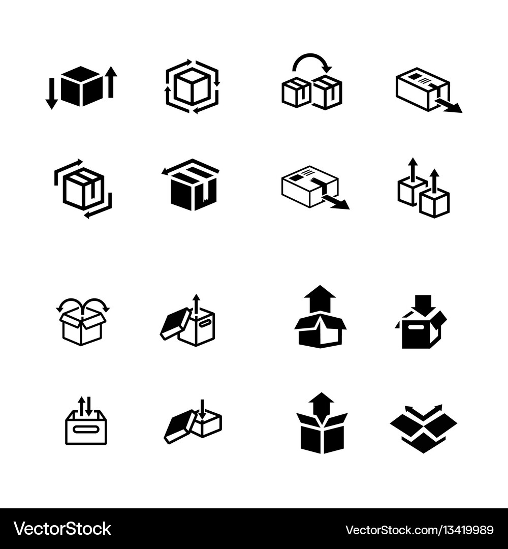 Set of box and arrow icons Vector Image