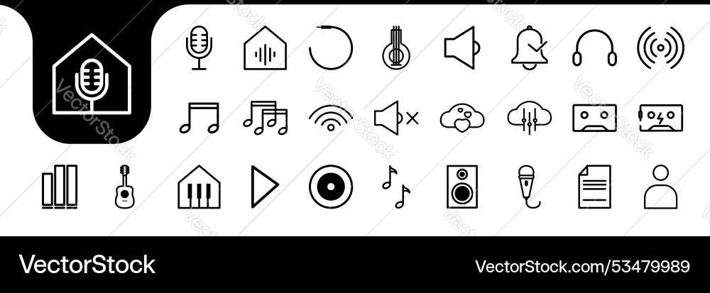 Studio record line icon collection design Vector Image