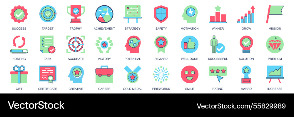 Success icon set in flat color icons web design Success icon set in flat color icons web design vector image