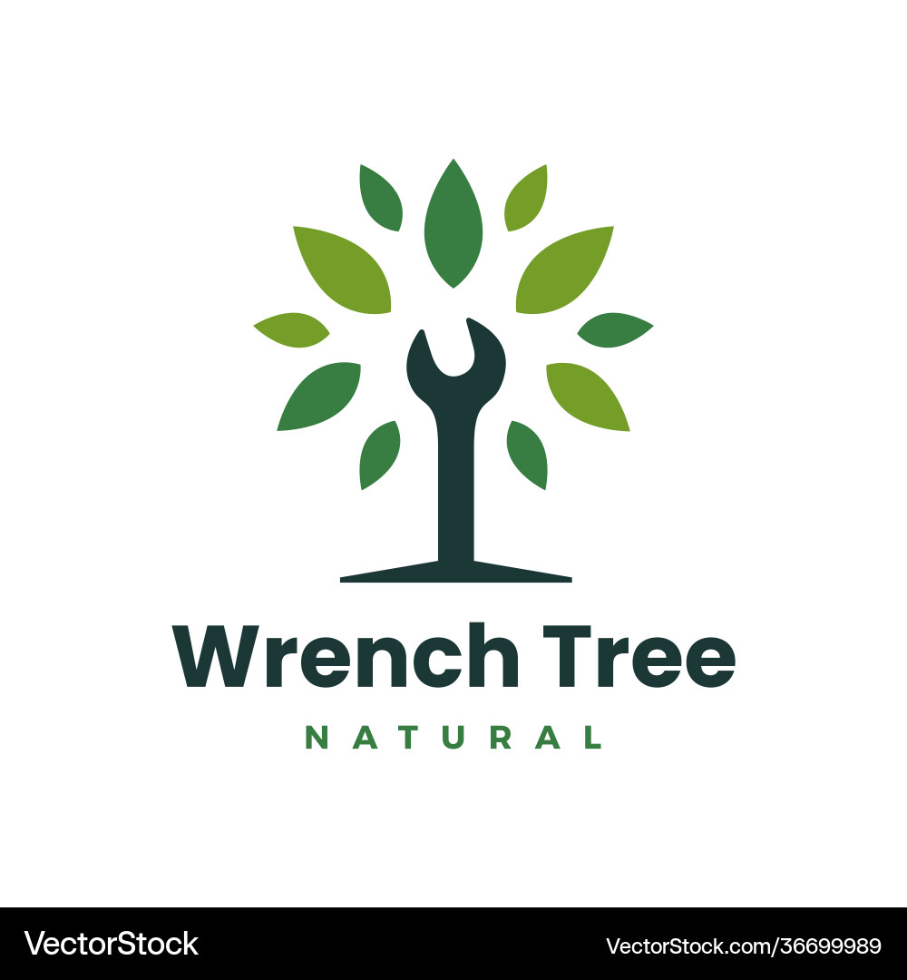 Tree & Wrench Service Logo Vector Image
