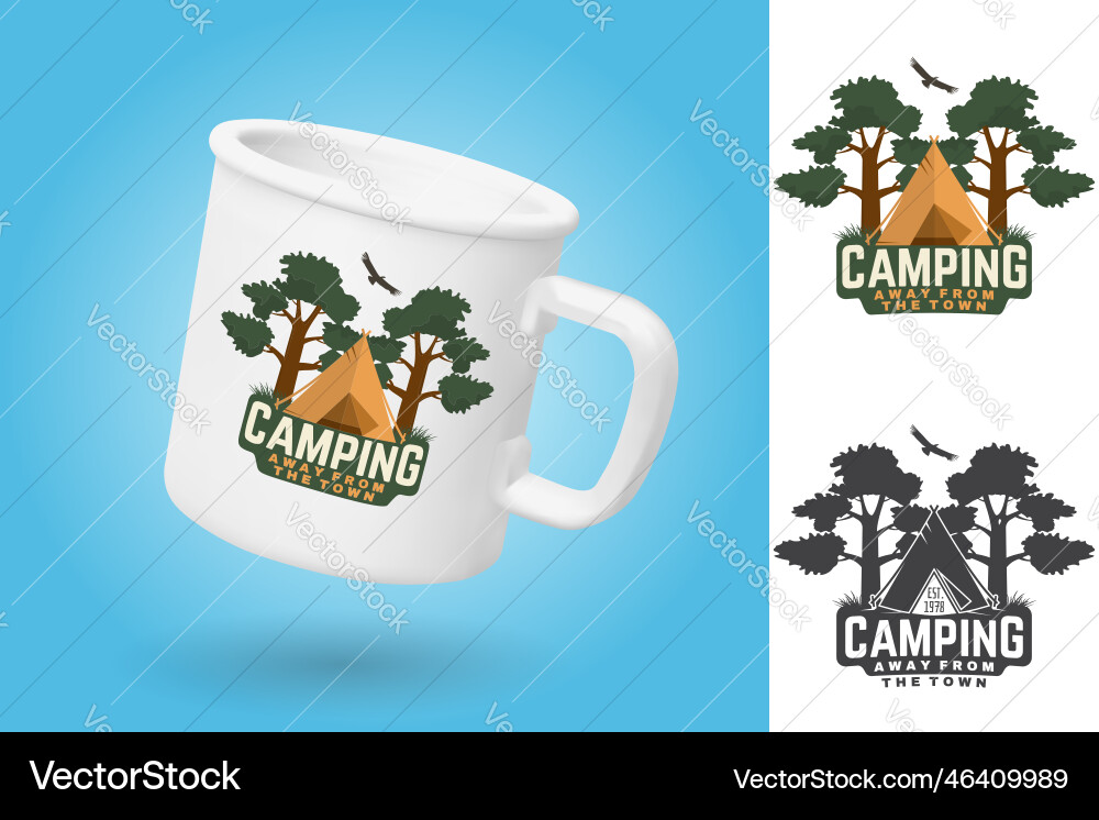 White camping cup realistic mug mockup template White camping cup realistic mug mockup template vector image