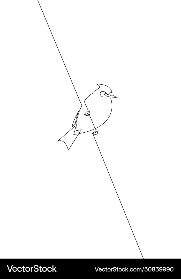 Abstract small bird on a branch continuous one vector image