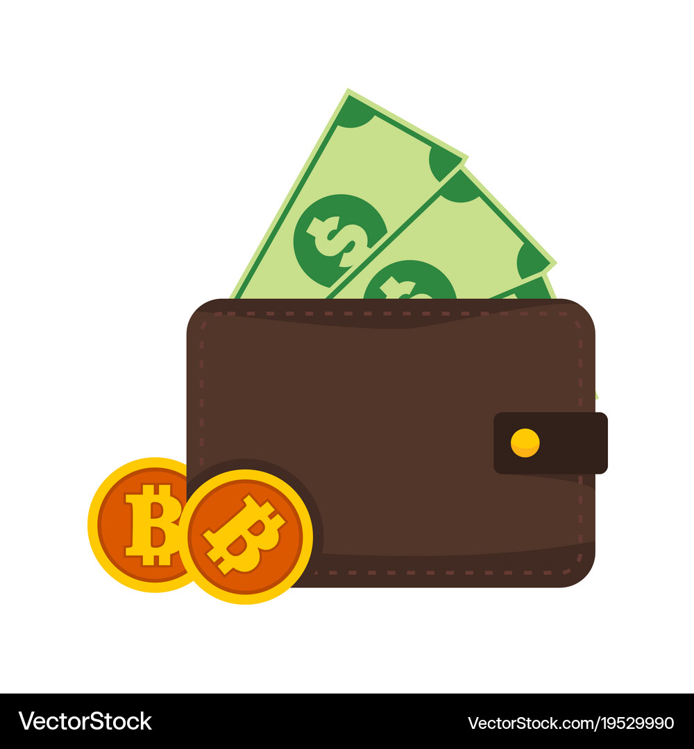 Bitcoin and money wallet graphic – Royalty-Free Vector | VectorStock
