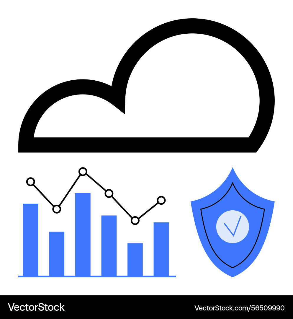 Cloud storage data analytics and security concept Cloud storage data analytics and security concept vector image