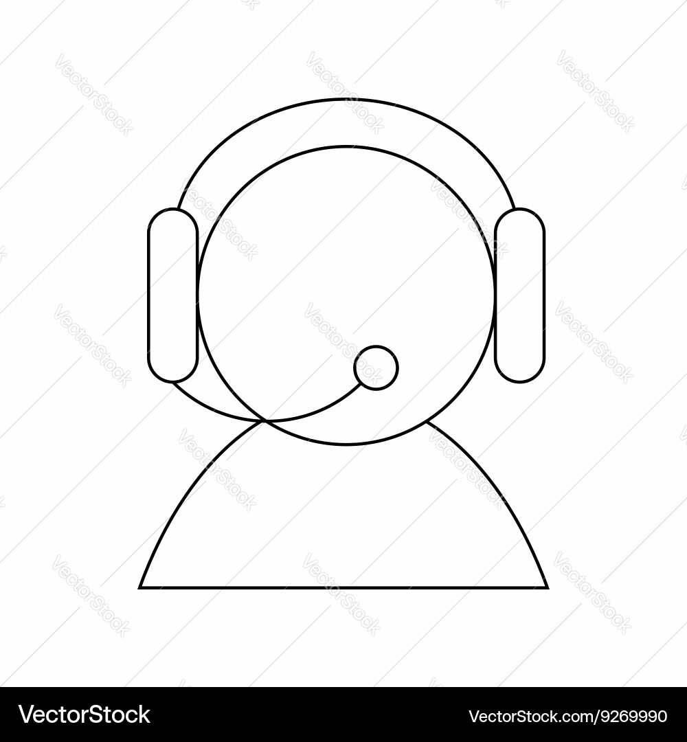 Operator with headset icon thin line style vector image