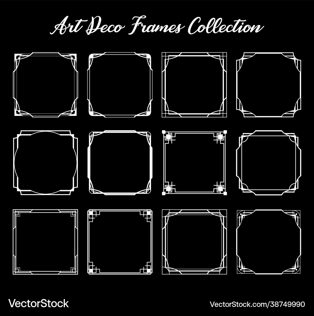 Set weiße Kunst deco quadratische Zierrahmen Set weiße Kunst deco quadratische Zierrahmen vektorbild