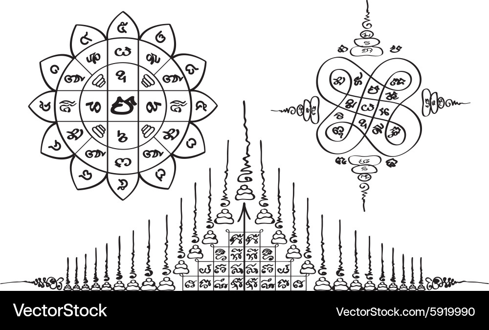 Traditional Thai Floral Tattoo Vector Image