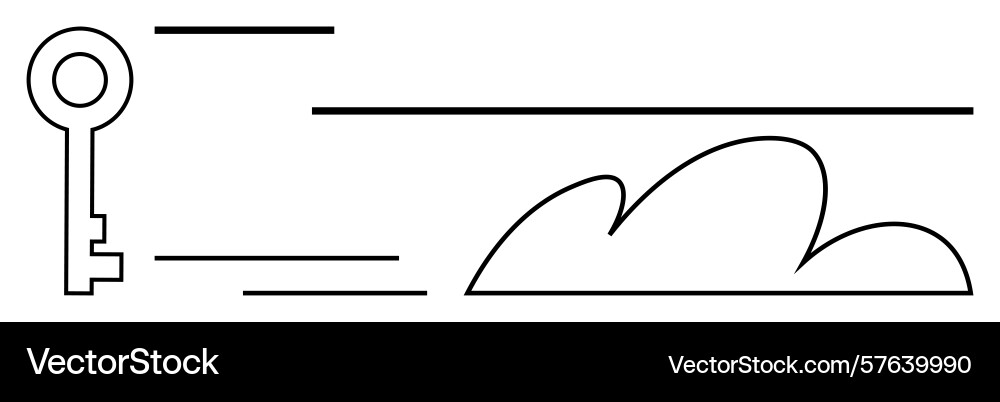 Unlocking cloud concept with minimal key Unlocking cloud concept with minimal key vector image