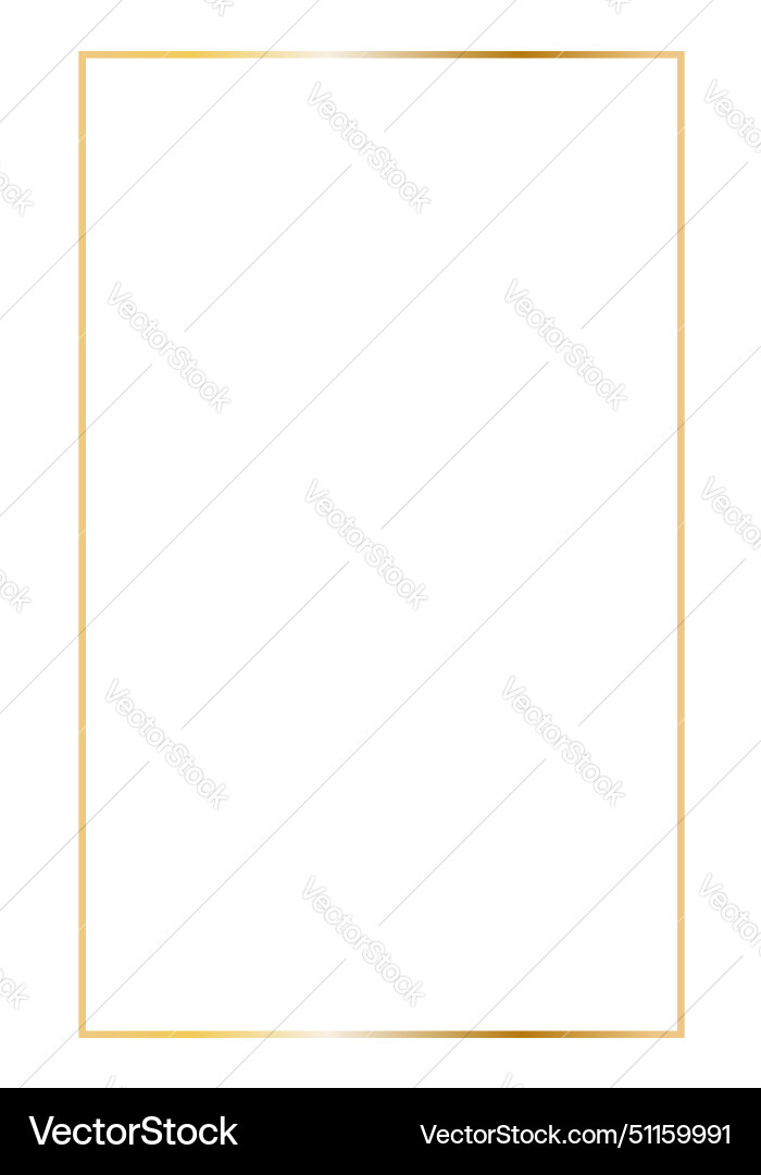 Gold rectangular vertical frame outline vector image