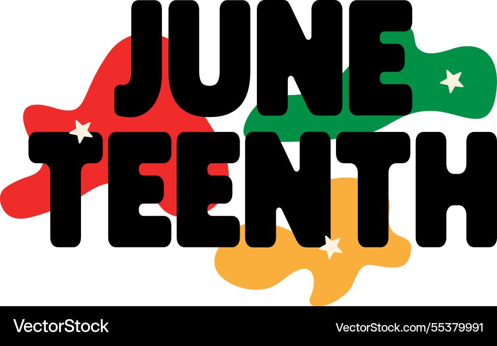 Juneteenth typography word script white background Juneteenth typography word script white background vector image