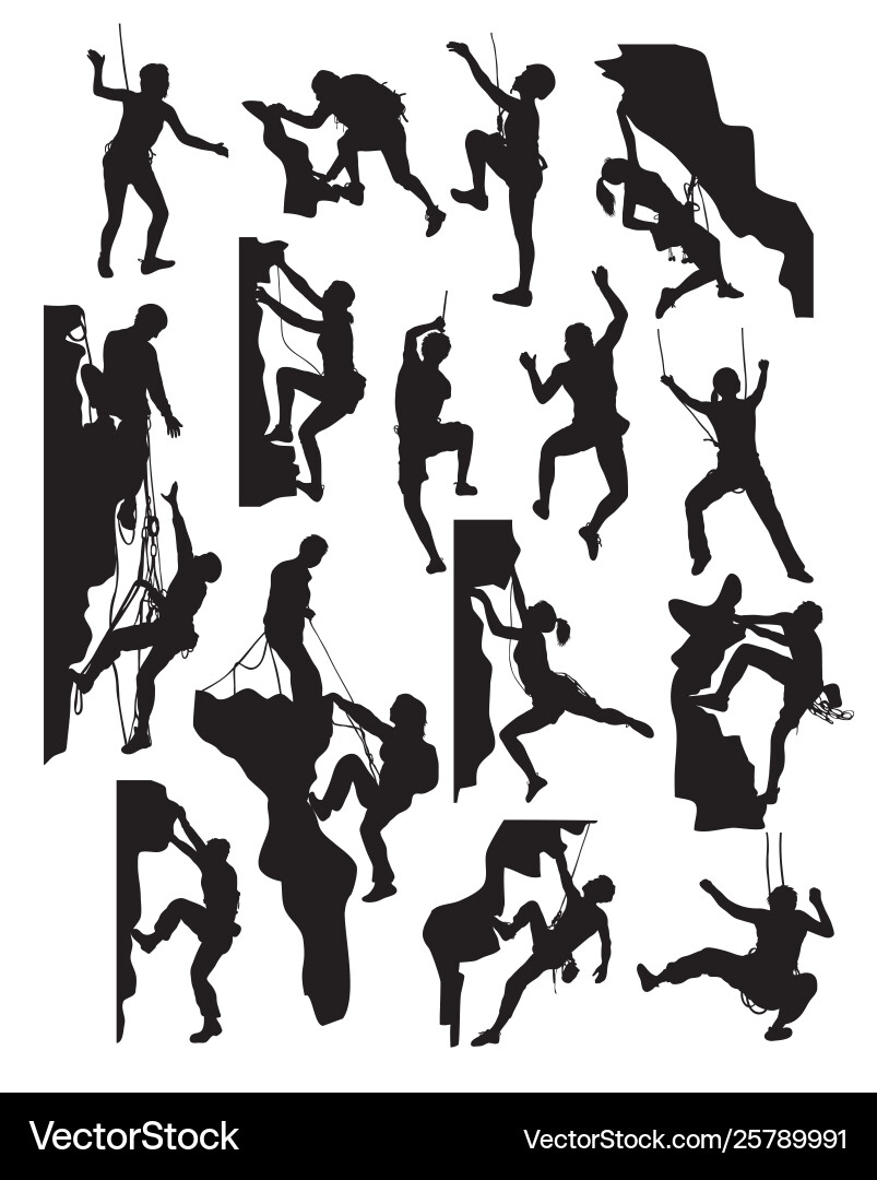 Rock Climbing Silhouettes Vector Image