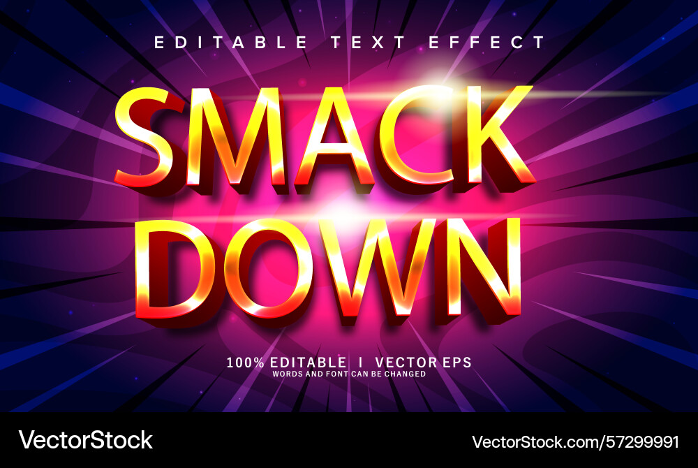 Smack down text effect with modern style design Smack down text effect with modern style design vector image