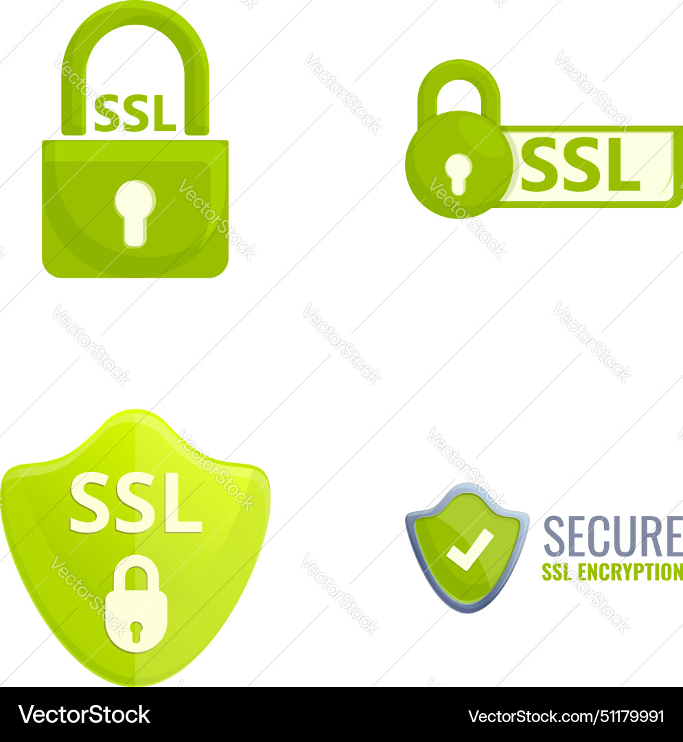 Ssl secure icons set cartoon Vector Image