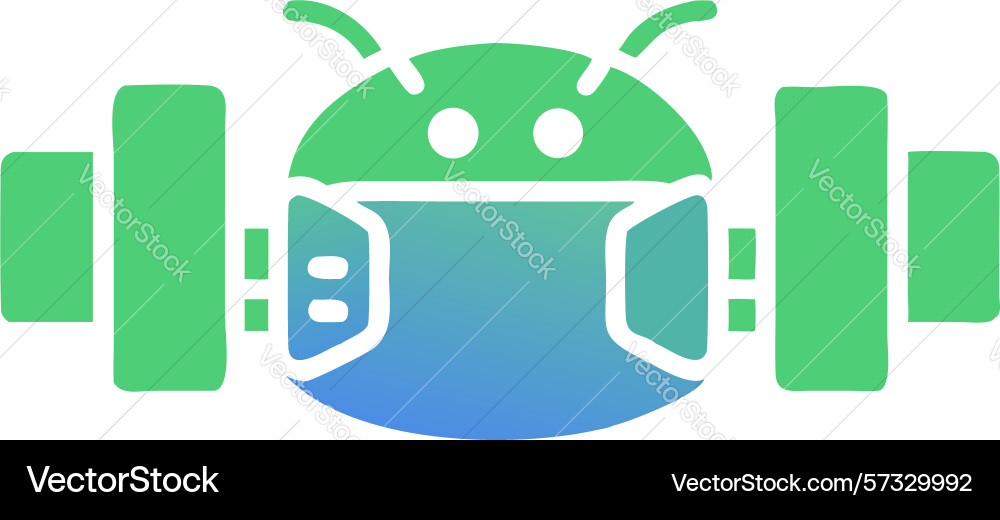 Android robot face with digital circuitry flat vector image