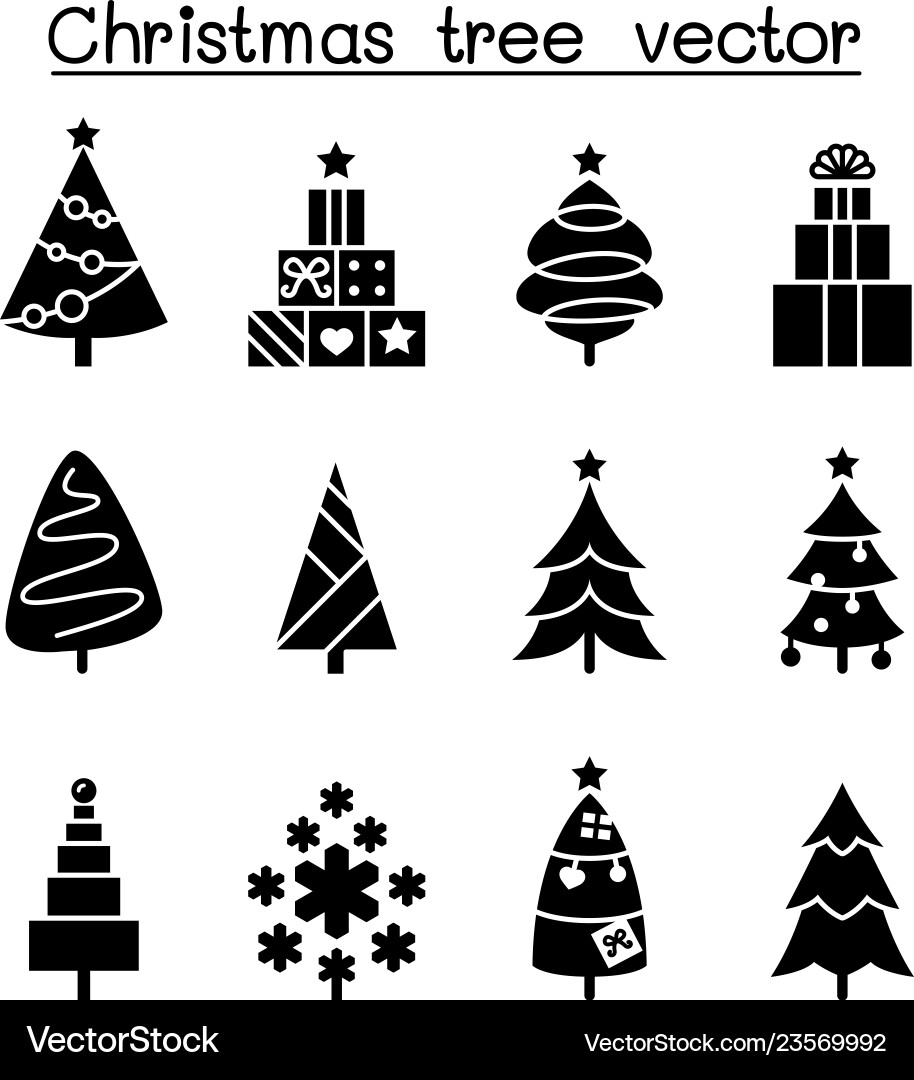 Christmas tree icon set in flat style Christmas tree icon set in flat style vector image