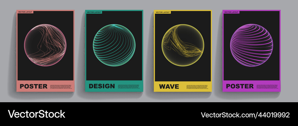 Geometric sphere shapes graphic line posters Geometric sphere shapes graphic line posters vector image