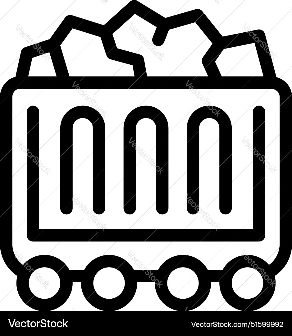 Mining cart full of coal moving on rails icon Mining cart full of coal moving on rails icon Vector Image