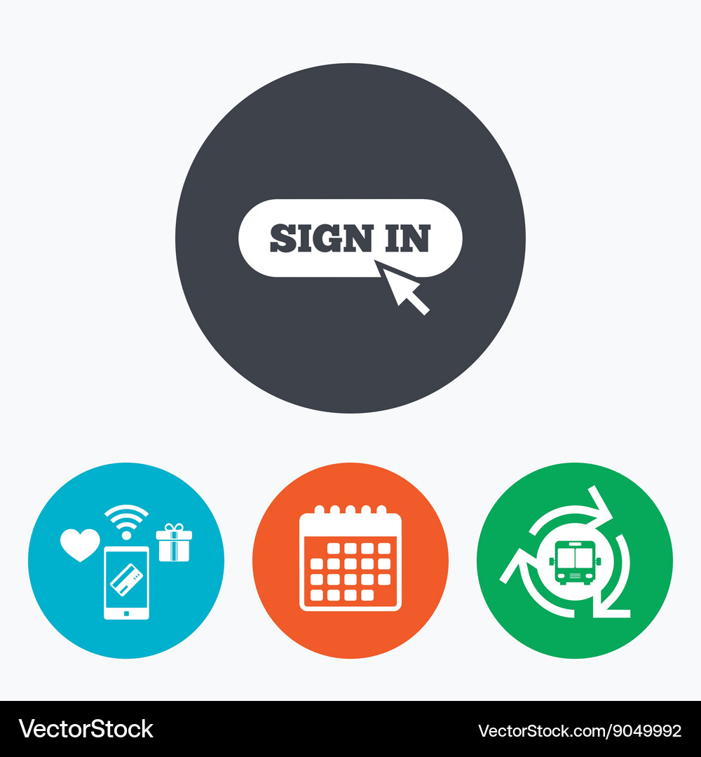 Sign in with cursor pointer icon login symbol Vector Image
