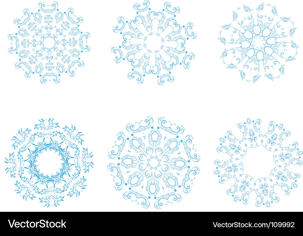 Snowflake Icon Set Vector Image