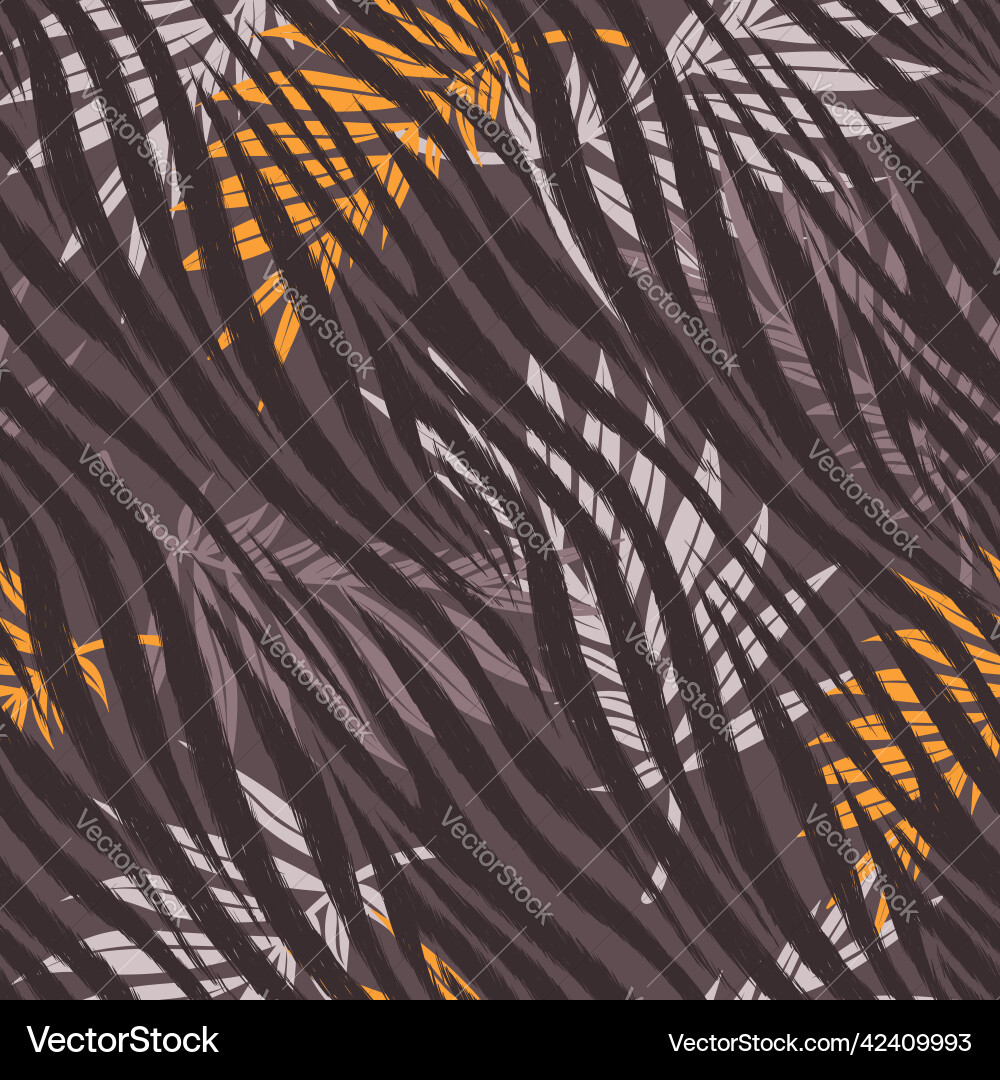 Abstract leaves seamless pattern with zebra print vector image