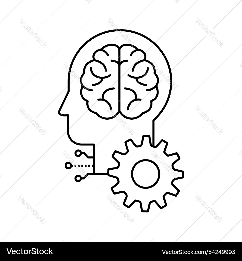 Ai-enhanced human brain for problem solving icon vector image